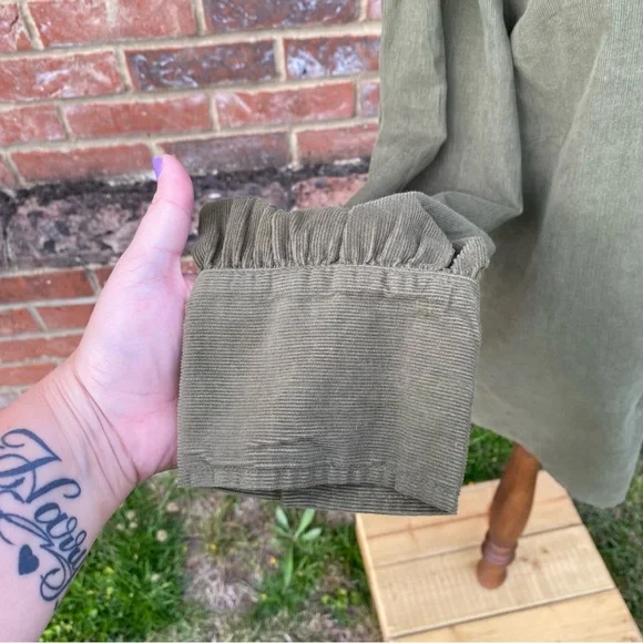 BNWT George Size 18 Khaki Green Cord Collared Top Blouse 100% Cotton Long Sleeve - Picture 7 of 13